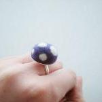 Felt Mushroom Ring - Needle Felted Purple And..