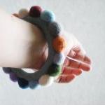 Felt Ball Bracelet - Multicoloured Needle Felted..