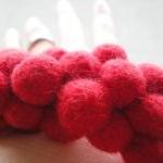 Needle Felted Ball Bangle - Red