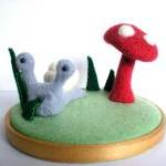 The Snail And The Toadstool - Needle Felted..
